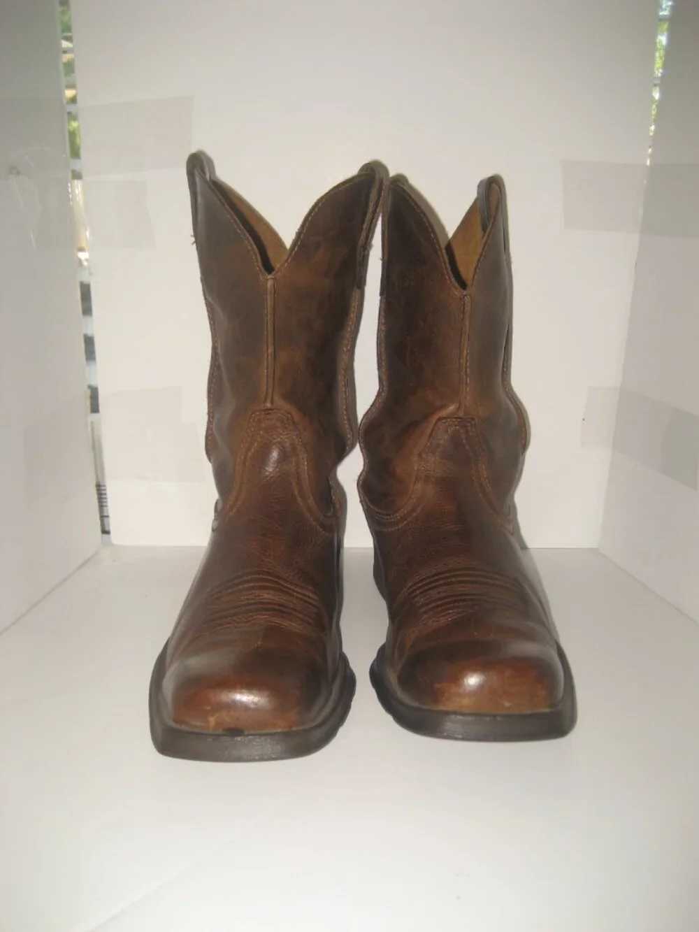 Men's Ariat Rambler Antiqued Brown Leather Square Toe Boots sz 9.5D